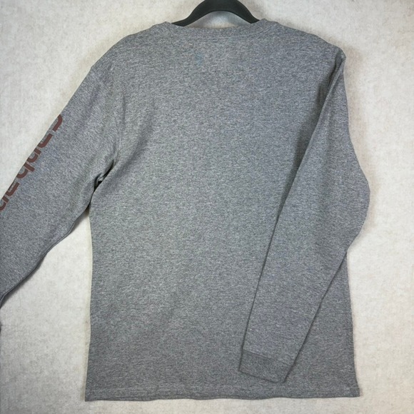 Carhartt Womens Loose Fit Medium Grey Heavyweight Long-Sleeve Logo Sleeve T - Picture 4 of 4